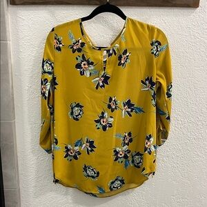 Van Heusen mustard yellow floral blouse